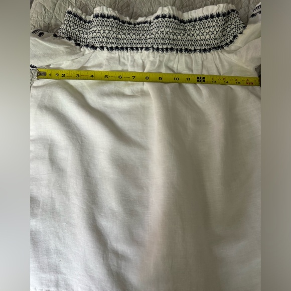 NWT, Ann Taylor Womens Short Sleeve Smocked Off Shoulder, small, linen, cotton - Picture 11 of 12